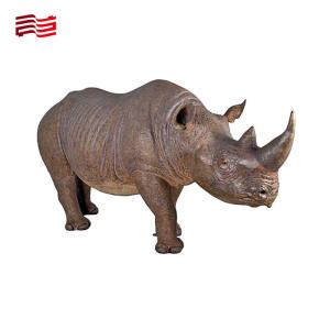 Cheap Life-Size Bronze Rhinoceros Statue Custom Metal Animal Sculpture for Customer Size for sale