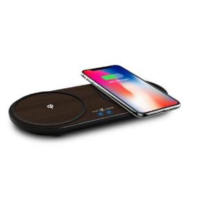 PC Dual Wood 12 Volt Wireless Charging Pad Qi Free Position