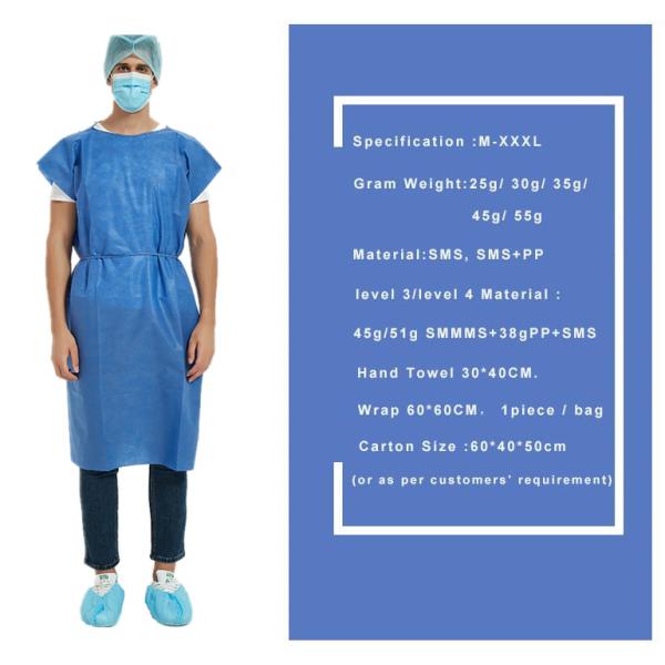 Wholesale SMS disposable medical lab coat Non woven dental hospital doctor lab coats with elastic cuff