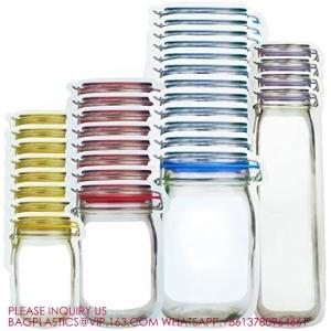 Mason Jar Bag Mason Jar Pouch, Bottle Pattern Zipper Bag, Seal Leak-Proof Snack