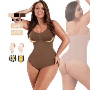 OEM Women's Seamless Daily Wear Basic Solid Thong Shapewear Bodysuit for Tummy Control