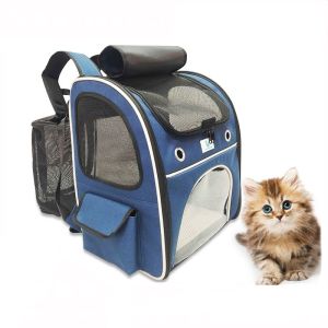 China Washable Blue Polyester Oxford Expandable Pet Rucksack Travel Bag Durable Non Toxic Ideal For Indoor Outdoor Pet Owners Needing Safe And Easy To Clean Travel Gear on sale