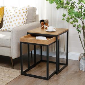 Honey Brown Nesting Coffee Tables, Nesting Tables For Sale, Industrial Coffee