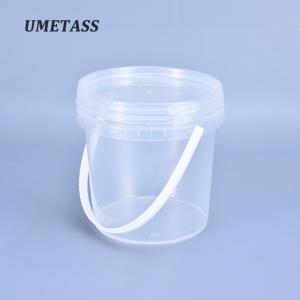 China Round 1L Clear Plastic Bucket With Lid Suitable for Water and Food Grade on sale
