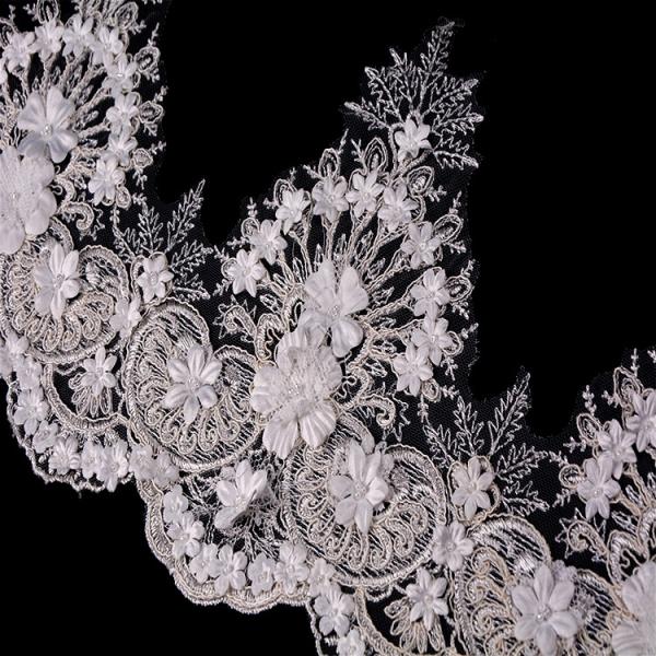 Quality Handmade 80% Nylon Lace Trim / Guipure Lace Trim Knitted With Beads wholesale