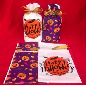 Offset Printing Plastic Drawstring Bags With Ribbon For Cookies Nougat Candy