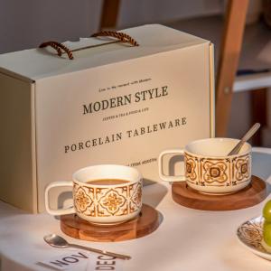 Retro Style 200ml Turkish Coffee Cups With Saucer And Vintage Ceramic Tea Plates