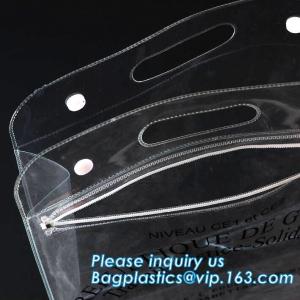 China Vinyl Pvc Zipper Heavy Duty Clear Plastic Bags With Handles, Eco-friendly Clear PVC Wine Ice Bag / pvc wine gift ice bag on sale