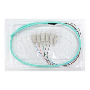SC UPC 6 Cores PVC Bundle Fan Out Fiber Optic Cable Pigtail Multimode OM3 Aqua