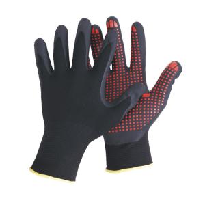 China 15guage Nylon Spandex Shell Nitrile Gloves Coated with Microfine Foam and Nitrile Dots on sale
