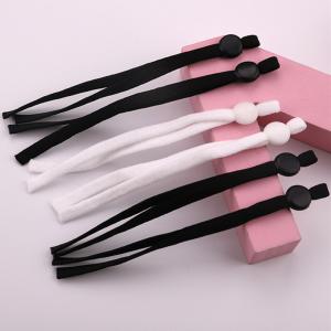 Black 12cm length 5mm flat adjustable elastic band with buckle earloop cord for