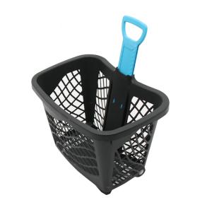 Conveniently Foldable Plastic Trolley Basket With Four Wheels Easy To Store And