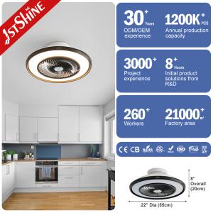 Compact 22 Inch Modern Flush Mount Ceiling Fan With LED Light 6-Speed Remote