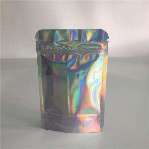 China Mylar Foil Pouch Packaging Plastic Hologram Zipper Bag Custom Printing With Clear Window on sale