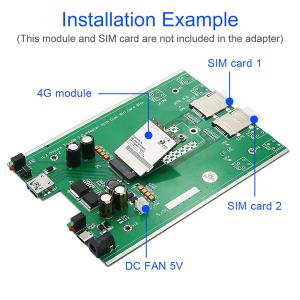 Black NGFF To USB Adapter With Cooler Fan Dual SIM Card Slot Auxiliary Power