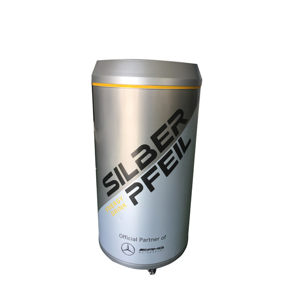 65L glass door display can cooler/ barrel shape refrigerator/round fridge/retro