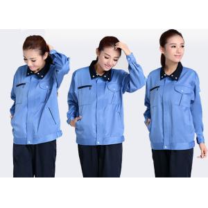 Cotton Polyester Industrial Work Uniforms , Custom Durable Blue Work Uniforms