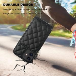 iPhone 12/12 Pro crossbody bag, RFID shielded PU leather strap bracket with card