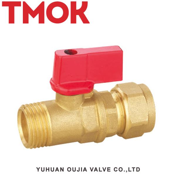top sales brass color black handle compression fitting external thread brass ball vavle