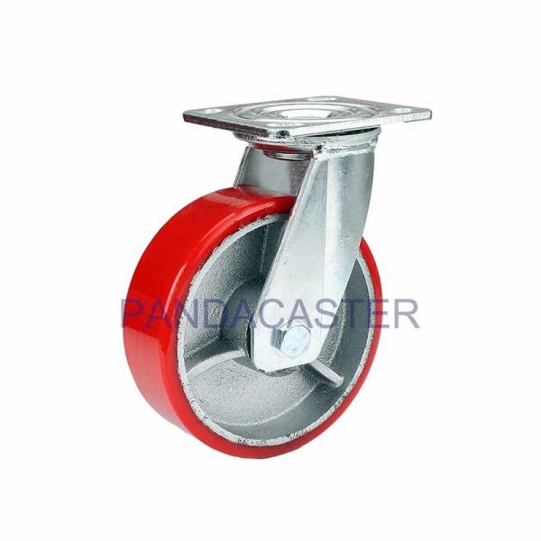Quality 6 Inch Red Caster Polyurethane PU Wheels , Heavy Duty Swivel Casters wholesale