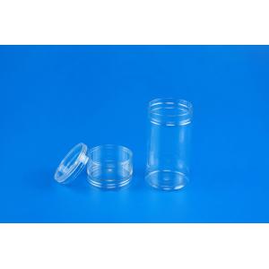 China Cylinder Shape Plastic Screw Top Jars Transparent Color Food Grade Material on sale