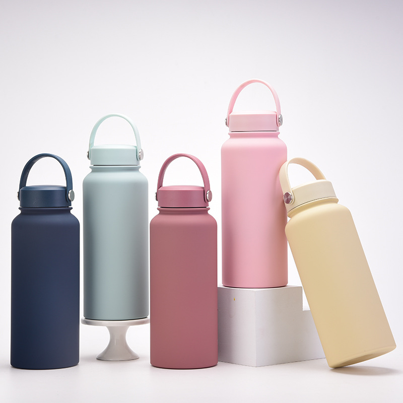 China New Stainless Steel Sports Water Bottle Large-capacity 1L American Wide-mouth Insulated Flask Portable Outdoor Customized Water Cup on sale