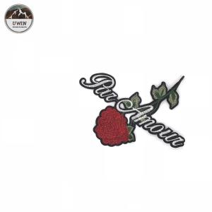 Trendy Alphabet Embroidery Designs Patches With Black Flocked Backing Design