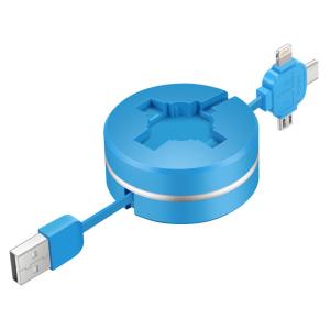Cheap Micro USB TYPE-C iPhone 3 in 1 rounded Retractable Fast Charging USB Data Cable for android and iPhone7 8 for sale
