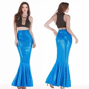 Holographic Mermaid Tail Skirt Costume Elastic Waistband With Side Zipper