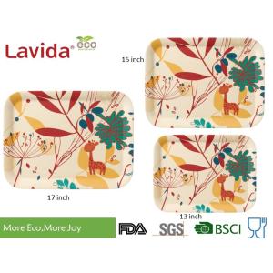 Colorful Biodegradable Bamboo Fiber Tray , Melamine Rectangular Tray For