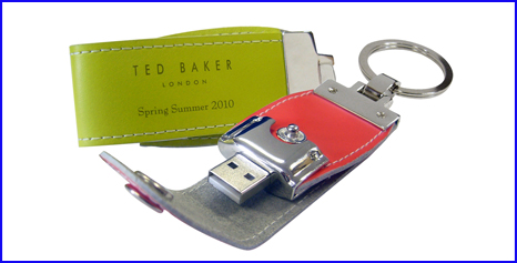Leather Package 4GB Thumb Drive Memory Device 3D Debossed Logo