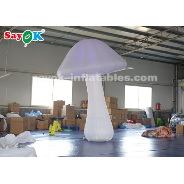 3 Meter White Inflatable Mushroom With Air Blower For Theme Park Decoration