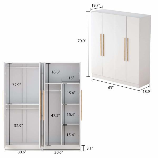 Quality Modern White Wardrobe Cabinet With Door Easy Assemble OEM Accepted wholesale
