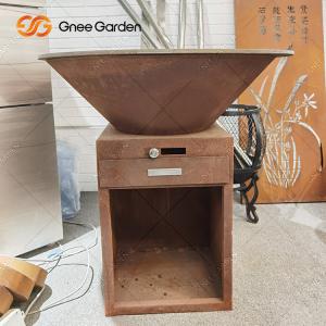 China Pre Weathered Corten Steel Firepits Charcoal Barbecue Pit Customizable Size on sale