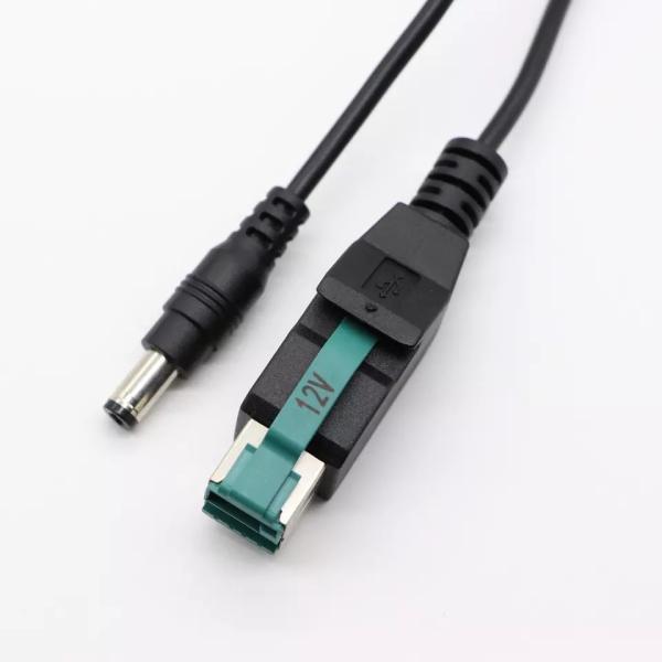 Quality 1.5m 2m PVC Black POS Machine Cable 12V Power USB To DC For POS Scanner wholesale