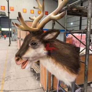 Custom Color Animatronic Singing Reindeer Head with 110V-220V Power and 1 Year