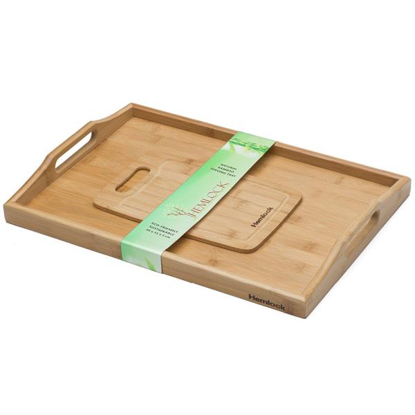 Quality melamine wood serving tray with handle and cutting board wholesale