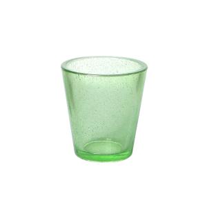 China 92mm Dense Bubble Green Colored Glass Candle Holder Hand Pressed on sale