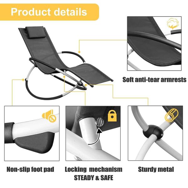 Modern Outdoor Furniture Folding Zero Gravity Rocking Chair for Patio Garden and Beach