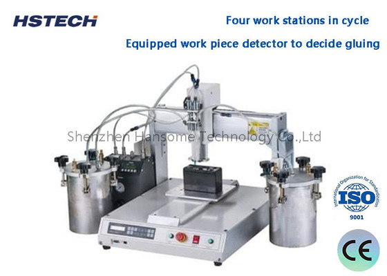 Four Work Stations In Cycle Equipped Work Piece Detector LED Bulb Glue Dispenser