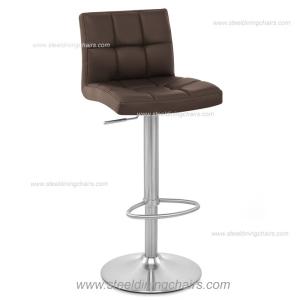 Adjustable 38CM 103CM Black Leather Swivel Bar Stools With Arms