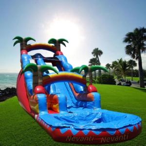 Customized Color Inflatable Boat Dock Slide Jumping Castles for Kids at Resort