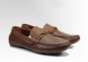 Custom Brown Mens Leather Loafers Handmade Leather Flat Loafers