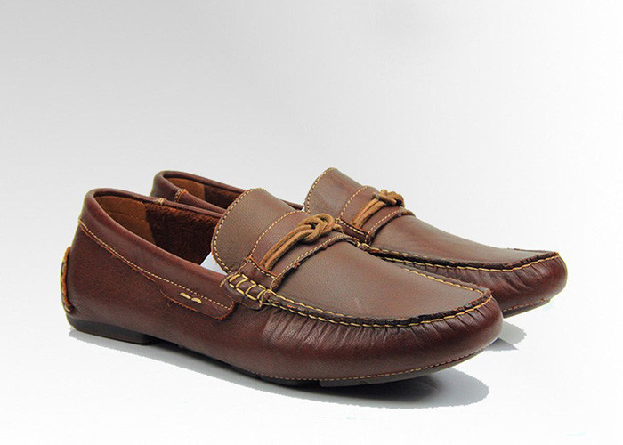 Quality Custom Brown Mens Leather Loafers Handmade Leather Flat Loafers wholesale