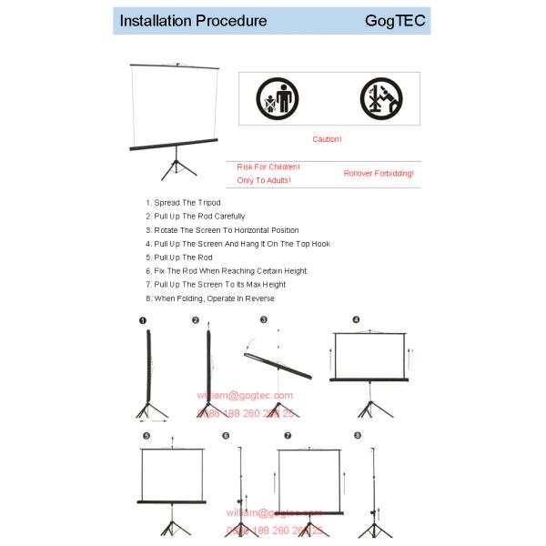 100" 4:3 foldable tripod projection projector screen HD 3D TV home theater fiberglass