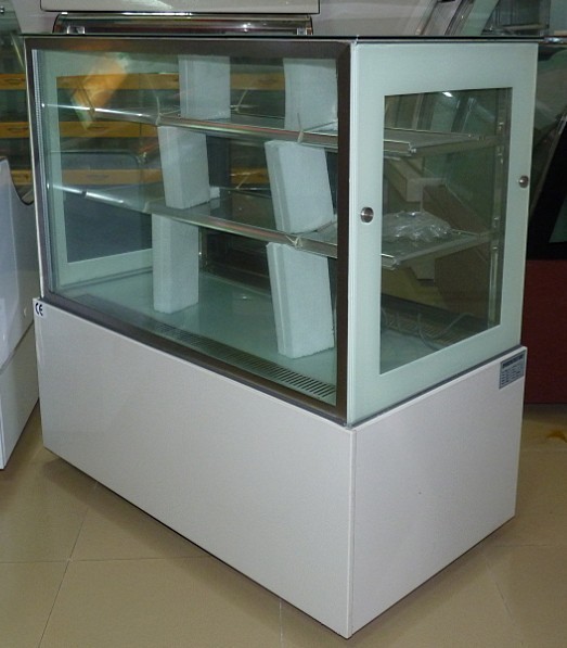 Pizza Salad Cake Display Cooler For Bakery Shop With 1.2 / 1.5 / 2m Four Sides Transparent Glass