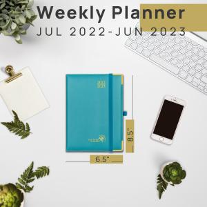 Weekly Planner 2023-2023 Donau Blue Vertical Hourly Schedule Ivory Paper And