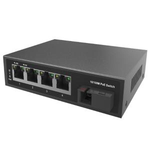 Cheap 10/100M 5 Port PoE Fiber Switch With 4x10/100M RJ45 And 1x155M Uplink SC Port for sale