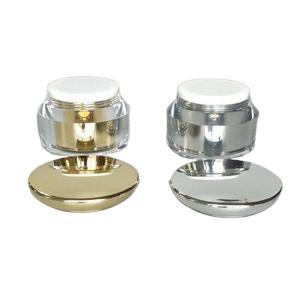 Silver / Golden Cosmetic Cream Jar , Empty Acrylic Round Cream Jar