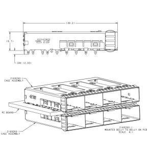 2169260-1 TE SFP+ Cage Ganged (1 x 4) Connector Through Hole Right Angle